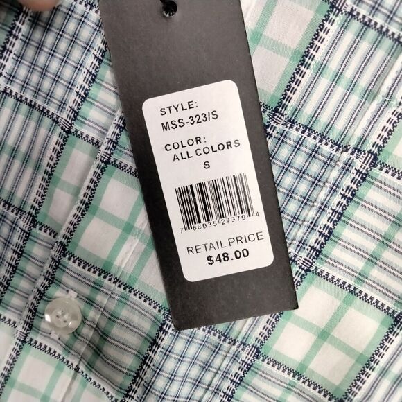 NWT Galaxy  Shirt Mens Small Blue Plaid Button Up Short Sleeve Casual Summer - Picture 6 of 11